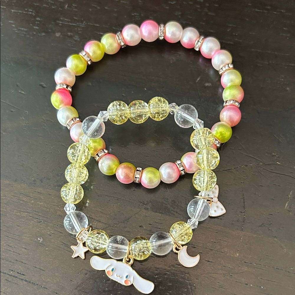 Colorful Beaded Bracelets with Charms